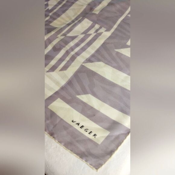 Jaeger Silk Scarf Lavender and Cream Geometric Scarf with Modern Design - Picture 2 of 12